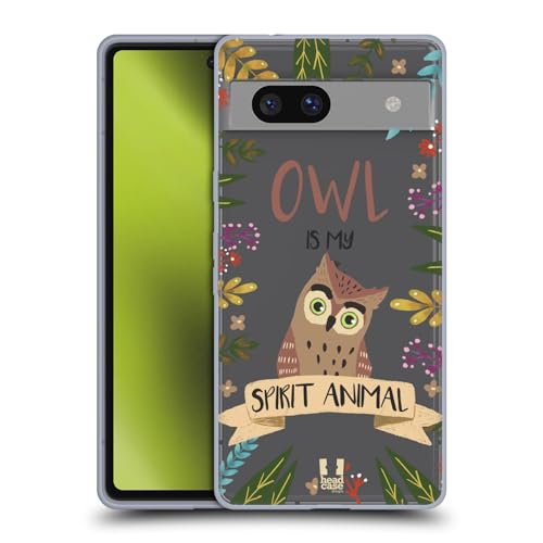 Head Case Designs Uil Spirit Animal Illustraties Soft Gel Case Hoesje compatibel met Google Pixel 7a