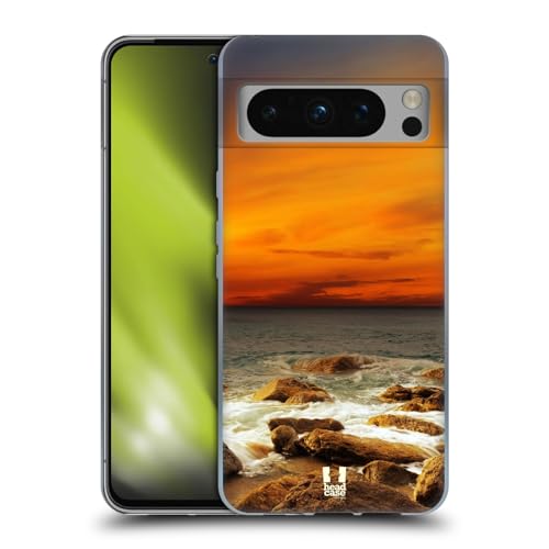 Head Case Designs Rode hemel rotsachtige kust Prachtige stranden Soft Gel Case Hoesje compatibel met Google Pixel 8 Pro