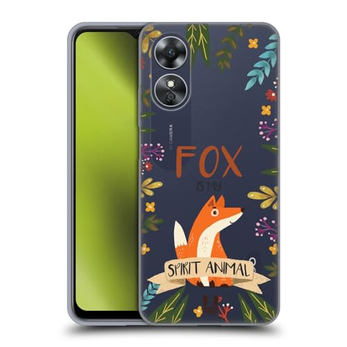 Head Case Designs Vos Spirit Animal Illustraties Soft Gel Case Hoesje compatibel met Oppo A17