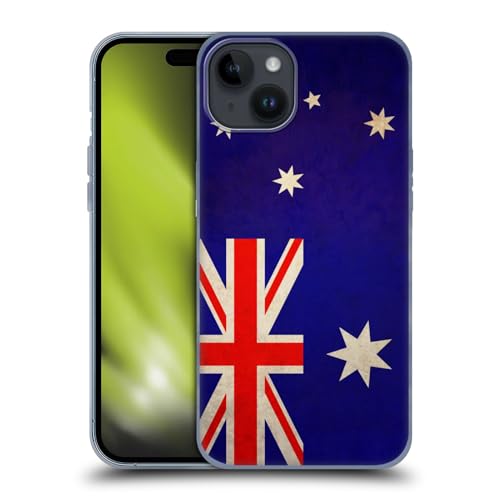 Head Case Designs Australische Australische Vintage Vlaggen Soft Gel Case Hoesje compatibel met Apple iPhone 15 Plus