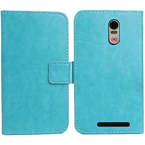 Dingshengk Blauw Premium PU lederen tas bescherming hoes mobiele telefoon case wallet cover etui lederen tas voor Swissvoice G50 5