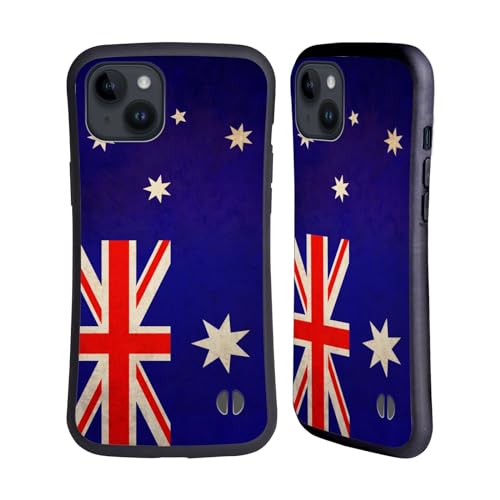 Head Case Designs Australische Australische Vintage Vlaggen Hybrid Behuizing compatibel met Apple iPhone 15 Plus
