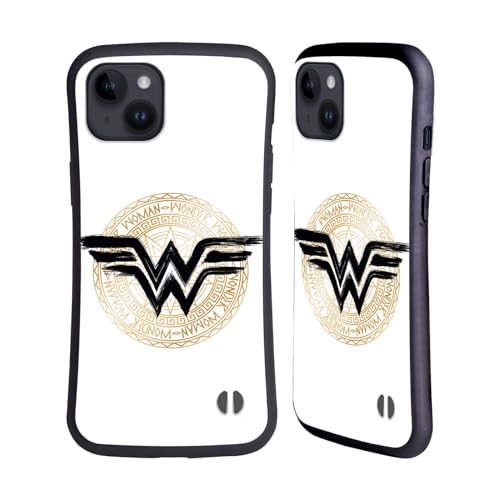 Head Case Designs Officieel Gelicentieerd Wonder Woman DC Comics Schild 2 Grafische kunsten Hybrid Behuizing compatibel met Apple iPhone 15 Plus