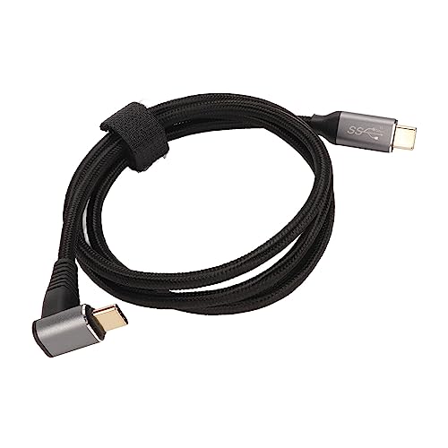 ASHATA 90 Graden USB C Naar USB C-kabel, PD100W Type C PD Snellaadsnoer, Oplader voor Stoomdek, 4K 60 Hz, L-vormig Ontwerp, Nylon Draadmateriaal (100 cm)