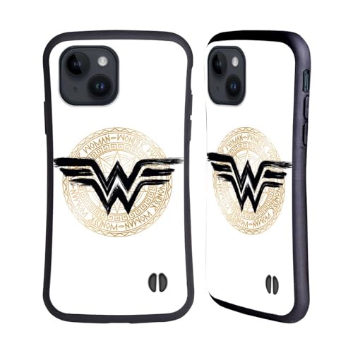 Head Case Designs Officieel Gelicentieerd Wonder Woman DC Comics Schild 2 Grafische kunsten Hybrid Behuizing compatibel met Apple iPhone 15