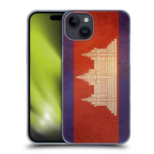 Head Case Designs Cambodja Cambodja Vintage Vlaggen Set 3 Hard Back Case Hoesje compatibel met Apple iPhone 15 Plus