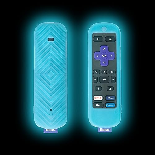 XGYCYXM Siliconen beschermhoes voor Roku Ultra 2022 Remote/Roku Voice Pro Remote 2021, Wasbare Anti-slip Schokbestendige Siliconen Cover Glow in Dark met Lanyard (Blauw)