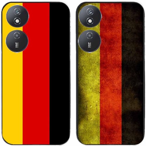 Generic 2 stuks retro Duitsland Duitsland Duitsland vlag bedrukt TPU gel siliconen achterkant telefoonhoesje cover voor Huawei Honor All Series (Honor Play 50 Plus)