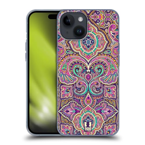 Head Case Designs Roze Ingewikkelde Paisley Soft Gel Case Hoesje compatibel met Apple iPhone 15