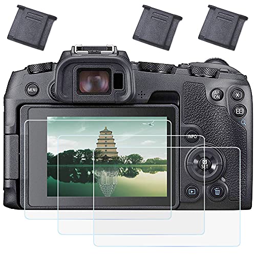 Fire Rock EOS RP Screen Protector & Hot Shoe Cover voor Canon EOS RP eos rp digitale camera [3+3 stuks], ultraheldere 9H hardheid gehard glas cover voor Canon EOS RP camera