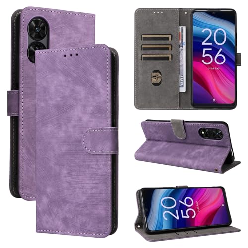 BELLA BEAR TCL 50 5G Hoes, [RFID-Blokkeringstechnologie] TCL 50 5G Hoesje, TCL 50 5G Case met [Kickstand Functie]-Purper