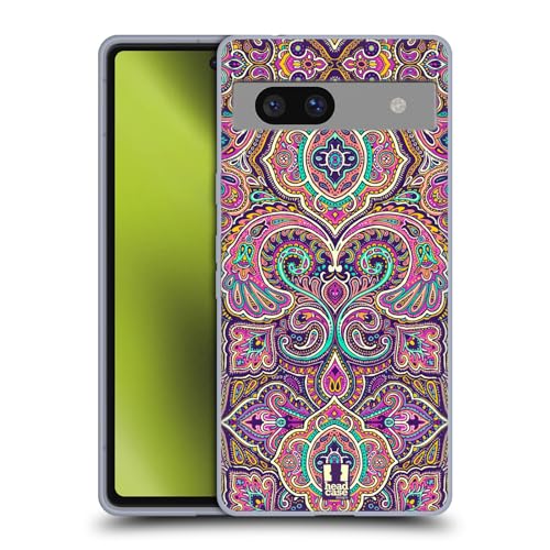 Head Case Designs Roze Ingewikkelde Paisley Soft Gel Case Hoesje compatibel met Google Pixel 7a