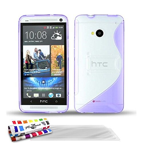 MUZZANO beschermhoes voor HTC One, met voet ‘le S’ Hybrid, Violet + 3 schermbeveiligingen