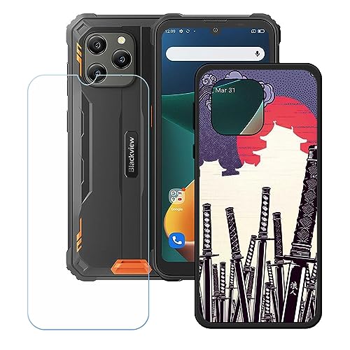 Generic KE55 TPU Cover voor Oscal S70 + HD gehard glas, siliconen omhulsel bumper beschermende achterkant van 9 hardheden anti-kras schermbeschermer voor Oscal S70 (6,1 inch) KE55