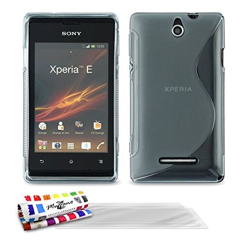 MUZZANO beschermhoes voor Sony Xperia E, ‘Le S’ Premium, LE S, Grijs + 3 schermbeveiligingen