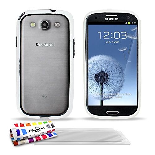 MUZZANO beschermhoes voor Samsung Galaxy S3, ‘Le Bumper’ Hybrid, Wit + 3 schermbeveiligingen