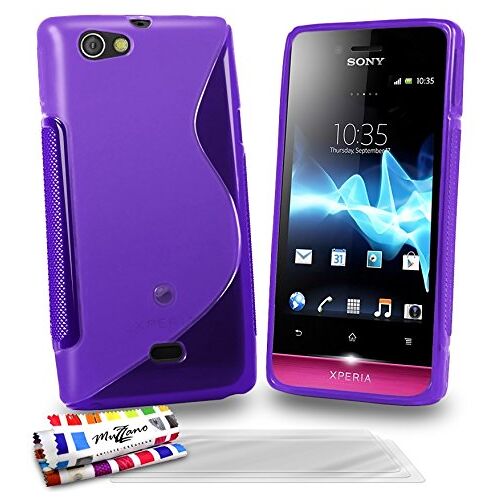 MUZZANO beschermhoes voor Sony Xperia Miro, ‘Le S’ Premium, Violet + 3 schermbeveiligingen