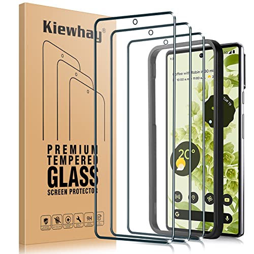 Kiewhay Gehard Glas Compatibel met Google Pixel 6 Screenprotector 6,4'', [3 Stuks] [9H-hardheid] [Geen Bubbels] [met Installatieframe] 99,99% HD Schermbeschermer