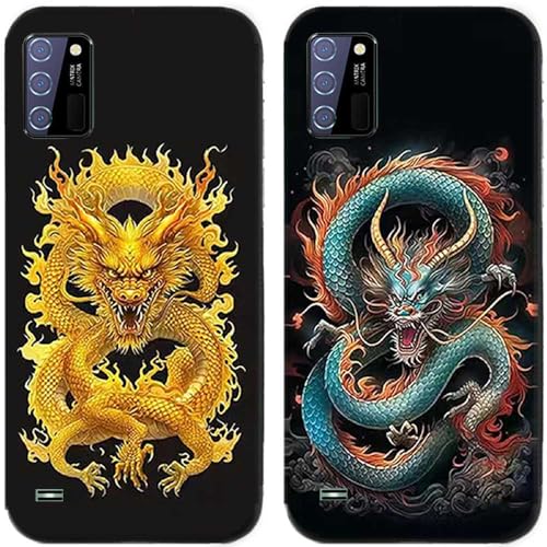 Generic 2 Stks Chinese Draak TPU Gel Silicon Achterkant Telefoon Case Cover voor Oukitel Serie Telefoon (Oukitel C25)