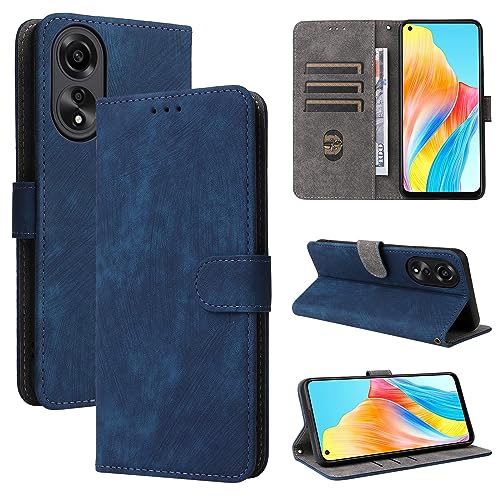 BELLA BEAR Oppo A78 4G Hoes, [RFID-Blokkeringstechnologie] Oppo A78 4G Hoesje, Oppo A78 4G Case met [Kickstand Functie]-Blauw