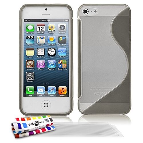 MUZZANO beschermhoes voor Apple iPhone 5, ‘Le S’ Hybrid, HYBRID, Grijs + 3 schermbeveiligingen