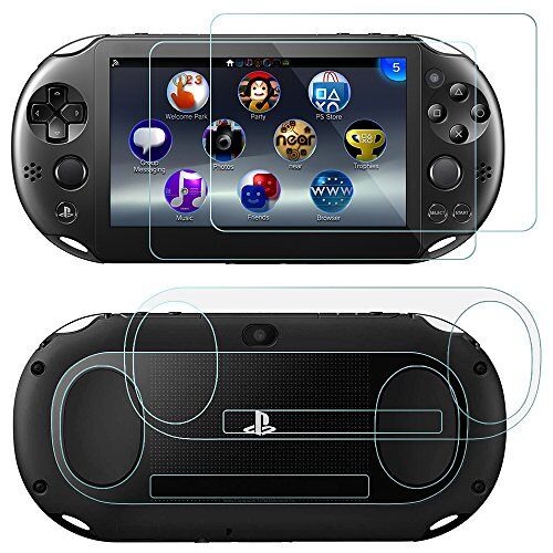 AFUNTA Displaybeschermfolie voor Sony Playstation Vita 2000, 2 stuks (4 stuks) films van gehard glas voor scherm en huisdierfilms voor de rug, PS Vita PSV 2000 accessoires