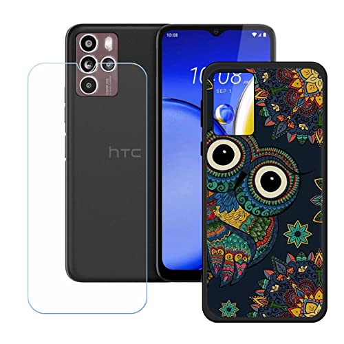 Generic TPU Cover voor HTC U23 Pro + HD gehard glas, siliconen omhulsel bumper beschermende achterkant van de behuizing 9 hardheid anti-kras schermbeschermer voor HTC U23 Pro (6,8 inch) KE11