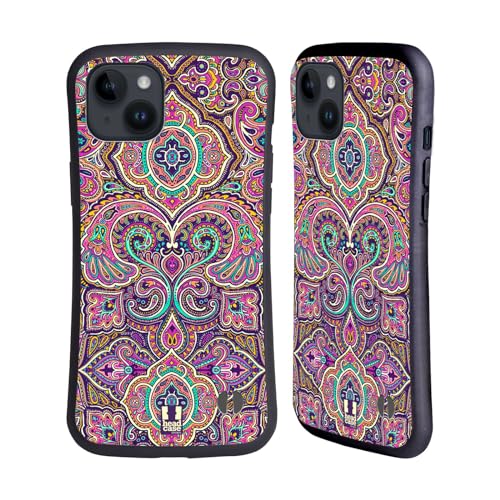 Head Case Designs Roze Ingewikkelde Paisley Hybrid Behuizing compatibel met Apple iPhone 15 Plus