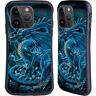 Head Case Designs Officieel Gelicentieerd Vincent Hie Affizer Blauw Draken 2 Hybrid Behuizing compatibel met Apple iPhone 15 Pro