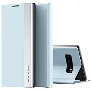 Hülle ® Zichtbaar Zijvenster Stand Function Flip Hoesje Compatibel voor Samsung Galaxy S10 Plus (Blauw)