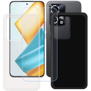 GYDQQKJ Displaybescherming + hoes voor Honor 90 GT, transparant + zwarte cover TPU telefoonhoes siliconen tas case beschermhoes gehard glas beschermfolie voor (6,70 ")