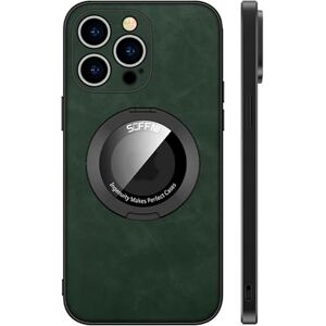 AdirMi Beschermhoes voor iPhone 11/11 Pro/11 Pro Max, met onzichtbare standaard, hoogwaardig PU-leer en zacht TPU, antislip, met camerabescherming, donkergroen, 11