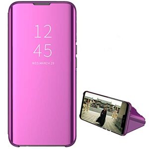 Custodia ® Mirror Plating Clear View Stand Function Flip Hoesje Compatibel voor Samsung Galaxy M11 (Glamour Purple)