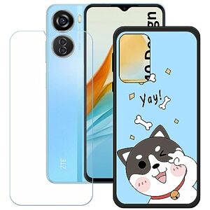 DQG Displaybescherming + hoes voor ZTE Blade V50 design, zwart cover TPU telefoonhoes silicone tas case beschermhoes HD beschermfolie anti-val disc beschermfolie voor (6,60 inch) KE110