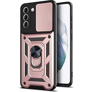 Hülle ® Ultrahard Hoesje Anti Shock Anti Fall met Magnetische Metalen Plaat en Verstelbare Ringstandaard Compatibel voor Samsung Galaxy A52 5G/Samsung Galaxy A52 4G(Rose Goud)