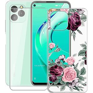 KJYF Hoesje + Screenprotector voor Oukitel C21 Pro (6.39"),  Transparante Siliconen Zachte TPU-hoes, Anti-kras Dunne Hoesjes en Beschermfolie voor Oukitel C21 Pro Red 9