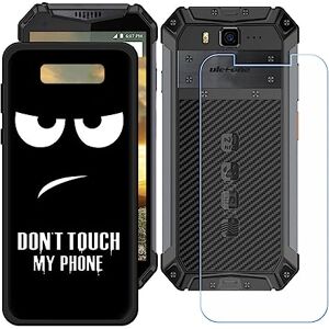 DQG Displaybeschermer + hoes voor Ulefone Armor 3T, zwarte cover TPU telefoonhoes silicone tas case beschermhoes HD beschermfolie anti-val disbeschermer voor (5,70 inch) KE10