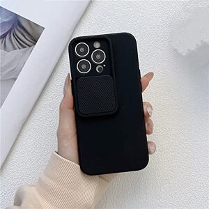 Generic Slide Close Camera Bescherming Soft Case Voor iPhone 13 12 11 Pro XS Max X XR 7 8 Plus SE2020 Effen Kleur Siliconen Cover, Zwart, Voor iPhone 7 Plus