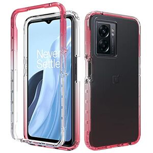 HAOYE Hoesje voor OPPO A77 5G / Realme Narzo 50 5G, verloopkleur Ultra-slank kristal transparant hoesje met transparante achterkant, zachte siliconen TPU-bumper, 360 volledig lichaam, schokbestendig rubberen hoesje, rood