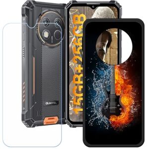 GYDQQKJ Displaybescherming + hoes voor Oukitel WP28, zwarte cover TPU telefoonhoes siliconen tas case beschermhoes HD beschermfolie anti-val discbeschermer voor (6,52 ") KE173