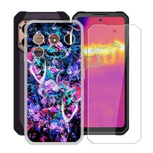 HGJTF Hoesjes + Gehard glasfolie voor IIIF150 Raptor (6.80 inch), Transparant TPU soft silicone Hoes Bumper Case Cover en 9H-hardheid Screenprotector van gehard glas Levendig