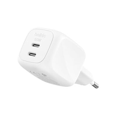 Belkin 2-Poorts USB C Oplader 50W, GaN Oplader met 2 USB-C Poorten, voor het Snel Opladen van o.a. MacBook, iPhone 17, iPad Pro, Chromebook, Galaxy S25 Ultra en Pixel 10 Reisaccessoires Wit Belkin 2-Poorts USB C Oplader 50W, GaN Oplader met 2 USB-C Poorten, voor het Snel Opladen van o.a. MacBook, iPhone 17, iPad Pro, Chromebook, Galaxy S25 Ultra en Pixel 10 Reisaccessoires Wit