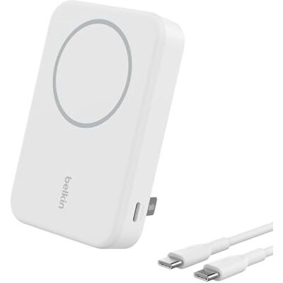 Belkin BoostCharge Pro draadloze 10000mAh-powerbank met Qi2, MagSafe-compatibele draagbare lader + uitklapbare standaard iPhone 16, 16 Plus, 16 Pro, 16 Pro Max, iPhone 15, 14, 13, 12, meer Wit Belkin BoostCharge Pro draadloze 10000mAh-powerbank met Qi2, MagSafe-compatibele draagbare lader + uitklapbare standaard iPhone 16, 16 Plus, 16 Pro, 16 Pro Max, iPhone 15, 14, 13, 12, meer Wit