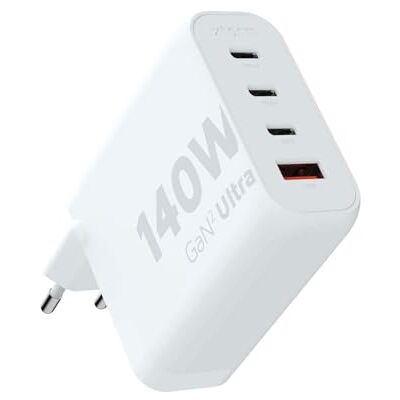 Xtorm GaN2-Ultra thuislader, 140 W, 4 poorten, GaN-technologie, powerdelivery en snellader, multipoort-oplader, gerecycled ABS, compatibel met smartphone, tablet en laptop, wit Xtorm GaN2-Ultra thuislader, 140 W, 4 poorten, GaN-technologie, powerdelivery en snellader, multipoort-oplader, gerecycled ABS, compatibel met smartphone, tablet en laptop, wit