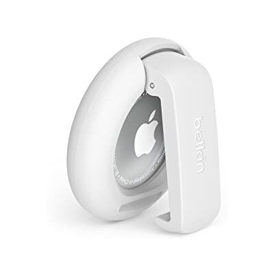 Belkin Apple AirTag-houder met clip, Stevige, beschermende houder met sleutelhanger, Sleutelring voor Air Tag, Accessoire dat beschermt tegen krassen – Wit Belkin Apple AirTag-houder met clip, Stevige, beschermende houder met sleutelhanger, Sleutelring voor Air Tag, Accessoire dat beschermt tegen krassen – Wit