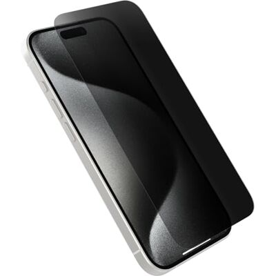Otterbox Premium Pro Privacy glazen schermbeschermer voor iPhone 15 Pro, gehard glas, superieure krasbescherming, overleeft vallen tot 6ft, antimicrobiële bescherming, Zonder Verpakking Otterbox Premium Pro Privacy glazen schermbeschermer voor iPhone 15 Pro, gehard glas, superieure krasbescherming, overleeft vallen tot 6ft, antimicrobiële bescherming, Zonder Verpakking