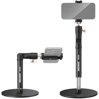 NEEWER Tafelhouder voor mobiele telefoon, klem, verstelbare telefoonhouder voor op bureau, compatibel met iPhone, Samsung, voor video- en filmopnames, 360° kogelkop, inklapbare arm, verzwaarde metalen NEEWER Tafelhouder voor mobiele telefoon, klem, verstelbare telefoonhouder voor op bureau, compatibel met iPhone, Samsung, voor video- en filmopnames, 360° kogelkop, inklapbare arm, verzwaarde metalen