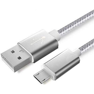 Shot Case Metalen kabel, nylon, micro-USB, voor Huawei Y7 2019 smartphone, Android, oplader, aansluiting (zilver) Shot Case Metalen kabel, nylon, micro-USB, voor Huawei Y7 2019 smartphone, Android, oplader, aansluiting (zilver)