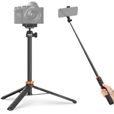 NEEWER 59" Selfie Stick Statief Compatibel met iPhone DLSR Canon Sony Camera, Kleine Metalen Draagbare Reis Bureaustandaard met 360° Ball Head Mobiele Telefoon Houder voor Video Opname Filmen, TS04 NEEWER 59" Selfie Stick Statief Compatibel met iPhone DLSR Canon Sony Camera, Kleine Metalen Draagbare Reis Bureaustandaard met 360° Ball Head Mobiele Telefoon Houder voor Video Opname Filmen, TS04