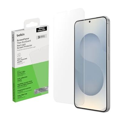 Belkin ScreenForce Titan EcoGuard Rood Licht Screenprotector voor Samsung Galaxy S26+, Screen Protector, Krasbestendig, Val- en Stootbescherming, Vingerafdrukwerend, Ultradun, met Bevestigingsframe Belkin ScreenForce Titan EcoGuard Rood Licht Screenprotector voor Samsung Galaxy S26+, Screen Protector, Krasbestendig, Val- en Stootbescherming, Vingerafdrukwerend, Ultradun, met Bevestigingsframe